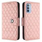 For Motorola Moto G31 / G41 Rhombic Texture Flip Leather Phone Case with Lanyard(Coral Pink) - 2