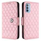 For Motorola Moto G31 / G41 Rhombic Texture Flip Leather Phone Case with Lanyard(Pink) - 2