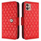 For Motorola Moto G32 Rhombic Texture Flip Leather Phone Case with Lanyard(Red) - 2