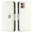 For Motorola Moto G32 Rhombic Texture Flip Leather Phone Case with Lanyard(White) - 2