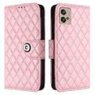 For Motorola Moto G32 Rhombic Texture Flip Leather Phone Case with Lanyard(Pink) - 2