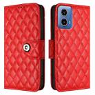 For Motorola Moto G34 Rhombic Texture Flip Leather Phone Case with Lanyard(Red) - 2