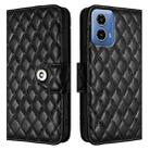 For Motorola Moto G34 Rhombic Texture Flip Leather Phone Case with Lanyard(Black) - 2