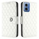 For Motorola Moto G34 Rhombic Texture Flip Leather Phone Case with Lanyard(White) - 2