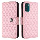 For Motorola Moto G42 Rhombic Texture Flip Leather Phone Case with Lanyard(Pink) - 2