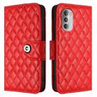 For Motorola Moto G51 5G Rhombic Texture Flip Leather Phone Case with Lanyard(Red) - 2