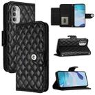 For Motorola Moto G51 5G Rhombic Texture Flip Leather Phone Case with Lanyard(Black) - 1