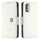 For Motorola Moto G51 5G Rhombic Texture Flip Leather Phone Case with Lanyard(White) - 2