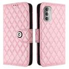 For Motorola Moto G51 5G Rhombic Texture Flip Leather Phone Case with Lanyard(Pink) - 2