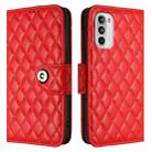 For Motorola Moto G52 / G82 / G71s Rhombic Texture Flip Leather Phone Case with Lanyard(Red) - 2