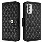 For Motorola Moto G52 / G82 / G71s Rhombic Texture Flip Leather Phone Case with Lanyard(Black) - 2