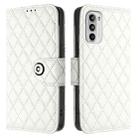 For Motorola Moto G52 / G82 / G71s Rhombic Texture Flip Leather Phone Case with Lanyard(White) - 2