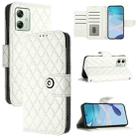 For Motorola Moto G54 EU / Brazil Rhombic Texture Flip Leather Phone Case with Lanyard(White) - 1