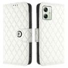 For Motorola Moto G54 EU / Brazil Rhombic Texture Flip Leather Phone Case with Lanyard(White) - 2