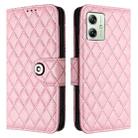 For Motorola Moto G54 EU / Brazil Rhombic Texture Flip Leather Phone Case with Lanyard(Pink) - 2