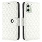 For Motorola Moto G54 Power Rhombic Texture Flip Leather Phone Case with Lanyard(White) - 2