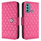 For Motorola Moto G60 / G40 Fusion Rhombic Texture Flip Leather Phone Case with Lanyard(Rose Red) - 2