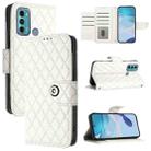 For Motorola Moto G60 / G40 Fusion Rhombic Texture Flip Leather Phone Case with Lanyard(White) - 1