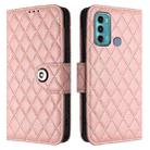 For Motorola Moto G60 / G40 Fusion Rhombic Texture Flip Leather Phone Case with Lanyard(Coral Pink) - 2