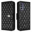 For Motorola Moto G62 5G Global / India Rhombic Texture Flip Leather Phone Case with Lanyard(Black) - 2