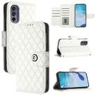 For Motorola Moto G62 5G Global / India Rhombic Texture Flip Leather Phone Case with Lanyard(White) - 1