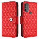 For Motorola Moto G71 Rhombic Texture Flip Leather Phone Case with Lanyard(Red) - 2