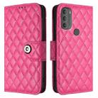 For Motorola Moto G71 Rhombic Texture Flip Leather Phone Case with Lanyard(Rose Red) - 2