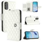 For Motorola Moto G71 Rhombic Texture Flip Leather Phone Case with Lanyard(White) - 1