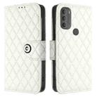 For Motorola Moto G71 Rhombic Texture Flip Leather Phone Case with Lanyard(White) - 2