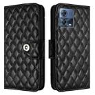 For Motorola Moto G72 Rhombic Texture Flip Leather Phone Case with Lanyard(Black) - 2