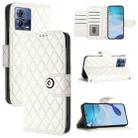 For Motorola Moto G72 Rhombic Texture Flip Leather Phone Case with Lanyard(White) - 1