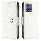 For Motorola Moto G72 Rhombic Texture Flip Leather Phone Case with Lanyard(White) - 2