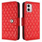 For Motorola Moto G73 Rhombic Texture Flip Leather Phone Case with Lanyard(Red) - 2