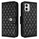 For Motorola Moto G73 Rhombic Texture Flip Leather Phone Case with Lanyard(Black) - 2