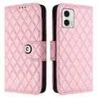 For Motorola Moto G73 Rhombic Texture Flip Leather Phone Case with Lanyard(Pink) - 2