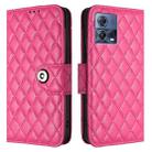 For Motorola Moto S30 Pro Rhombic Texture Flip Leather Phone Case with Lanyard(Rose Red) - 2
