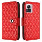 For Motorola Moto X30 Pro Rhombic Texture Flip Leather Phone Case with Lanyard(Red) - 2