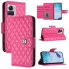 For Motorola Moto X30 Pro Rhombic Texture Flip Leather Phone Case with Lanyard(Rose Red) - 1