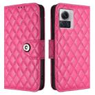 For Motorola Moto X30 Pro Rhombic Texture Flip Leather Phone Case with Lanyard(Rose Red) - 2