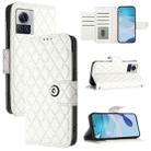 For Motorola Moto X30 Pro Rhombic Texture Flip Leather Phone Case with Lanyard(White) - 1