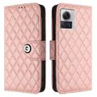 For Motorola Moto X30 Pro Rhombic Texture Flip Leather Phone Case with Lanyard(Coral Pink) - 2