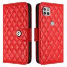 For Motorola One 5G Ace Rhombic Texture Flip Leather Phone Case with Lanyard(Red) - 2