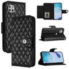 For Motorola One 5G Ace Rhombic Texture Flip Leather Phone Case with Lanyard(Black) - 1