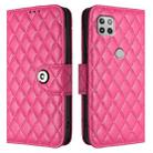 For Motorola One 5G Ace Rhombic Texture Flip Leather Phone Case with Lanyard(Rose Red) - 2