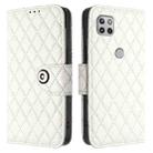 For Motorola One 5G Ace Rhombic Texture Flip Leather Phone Case with Lanyard(White) - 2