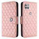 For Motorola One 5G Ace Rhombic Texture Flip Leather Phone Case with Lanyard(Coral Pink) - 2