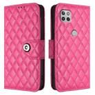 For Motorola Moto G 5G 2020 Rhombic Texture Flip Leather Phone Case with Lanyard(Rose Red) - 2