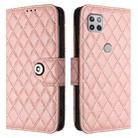 For Motorola Moto G 5G 2020 Rhombic Texture Flip Leather Phone Case with Lanyard(Coral Pink) - 2