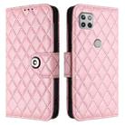 For Motorola Moto G 5G 2020 Rhombic Texture Flip Leather Phone Case with Lanyard(Pink) - 2