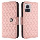 For Motorola Edge 30 Ultra Rhombic Texture Flip Leather Phone Case with Lanyard(Coral Pink) - 2